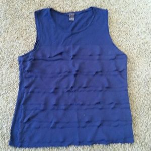 Ann Taylor Navy Ruffled Sleeveless Top